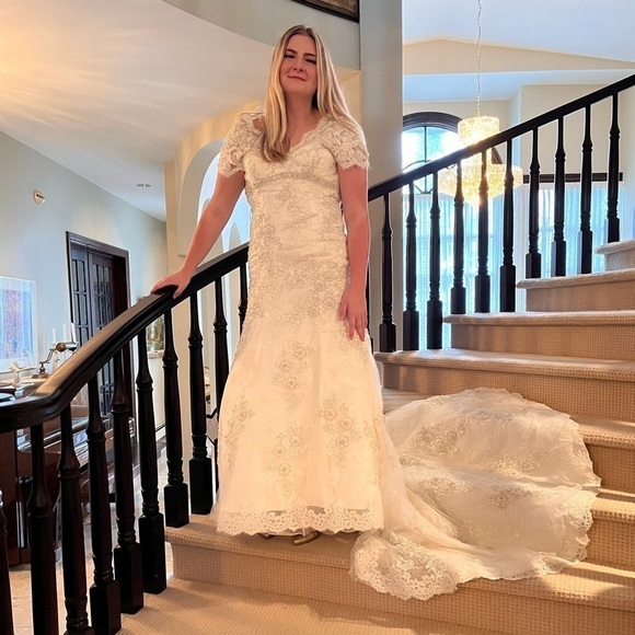 Allure Bridal C150 Mermaid Wedding Dress with Lace,Swarovski Crystals and Train - Picture 10 of 16